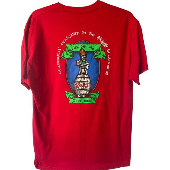 Rouge Dead Guy Ale Oregon Brewed Men's Hanes T-shirt Red Front/Back Graphics XL - Picture 1 of 5